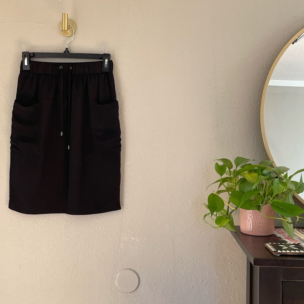 Rebecca Minkoff 100% Silk Pull-On Drawstring Skirt w/Pockets